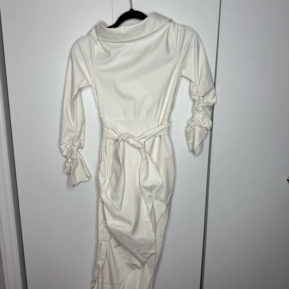 Sergio Hudson Asymmetric Cutout Ruched Cotton-blend Poplin Midi Wrap Dress Sz 0 - Picture 8 of 10